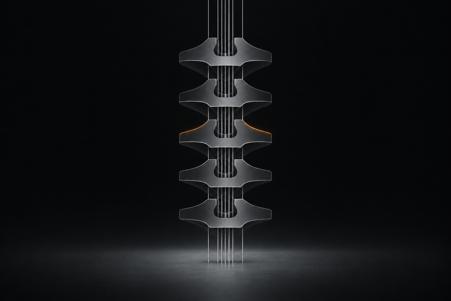 A structural spine holding standards in place.